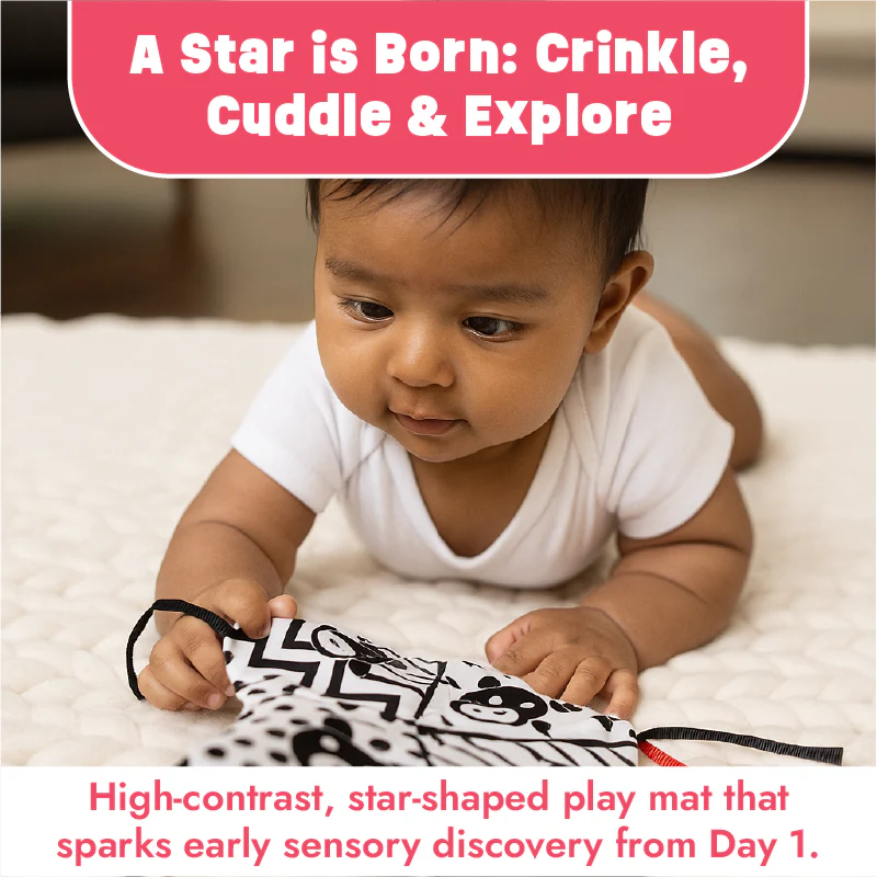 Starry Crinkle Mat for Tummy Time Engagement